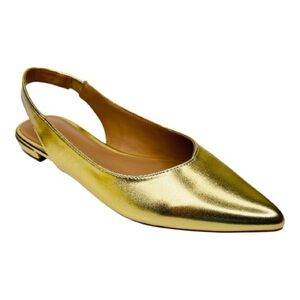 Madden Girl Deviin Metallic Gold Pointed Toe Slingback Flat Shoe 8.5